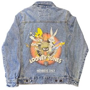 Looney Tunes Members Only Denim Jacket‎ Bugs Bunny Taz Daffy Size Small